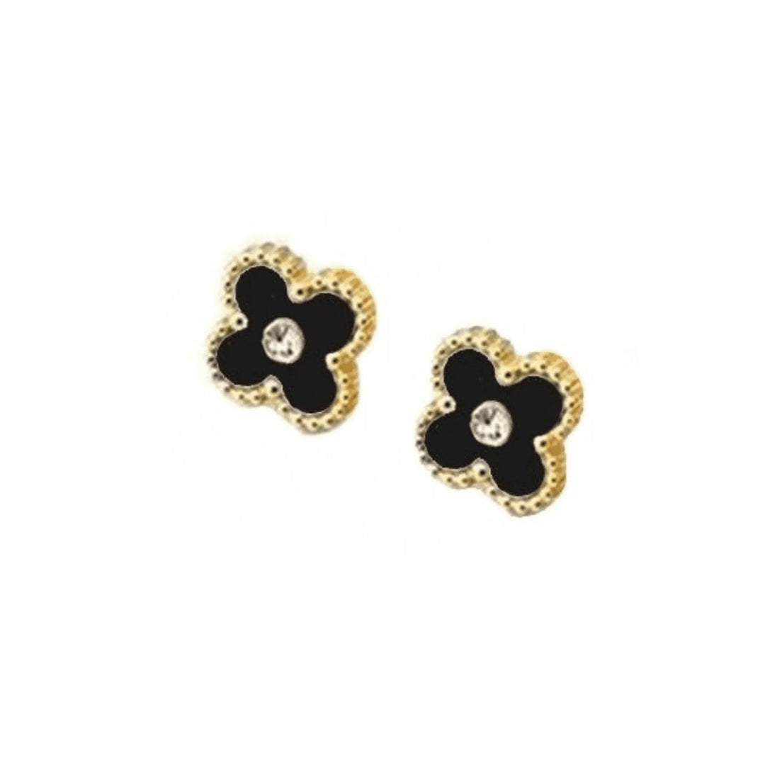 Crystal Clover Black Stud
