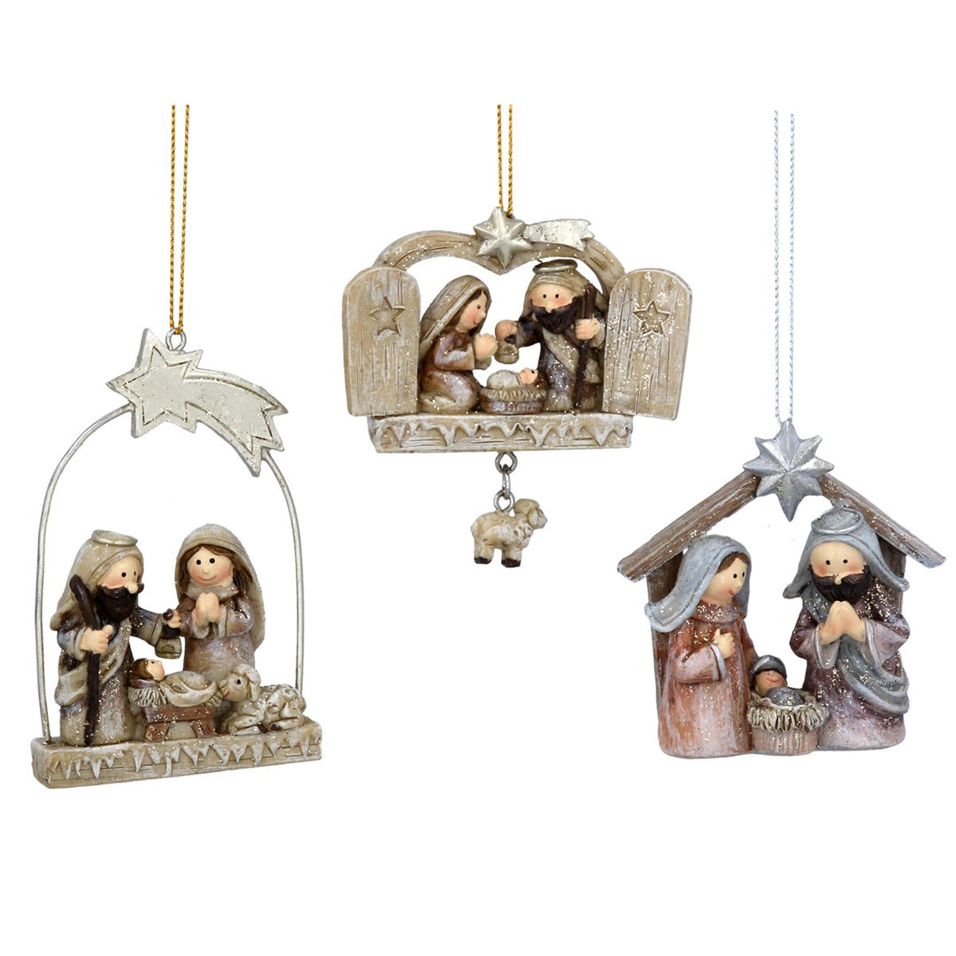 Pastel Resin Nativity Hanging Decoration 7cm