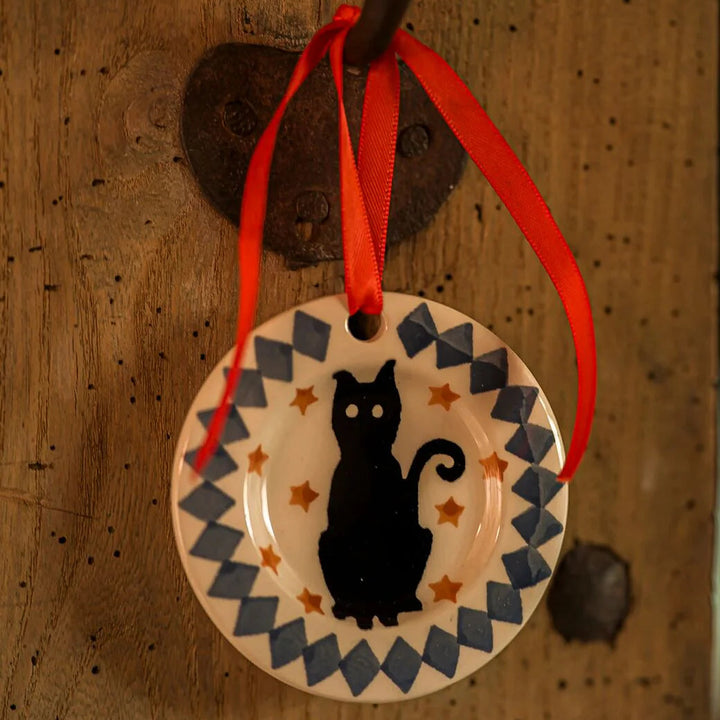 Emma Bridgewater Wise Witches black cats tiny plate decoration in a box, featuring detailed witch and black cat design.