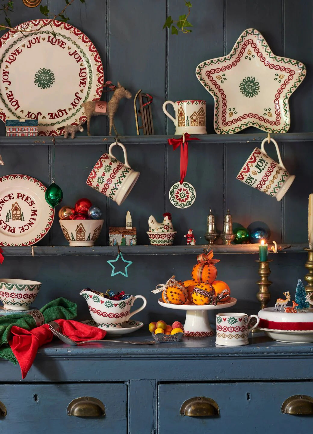 Emma Bridgewater Christmas Joy medium star plate with festive holiday design and colorful Christmas motifs.