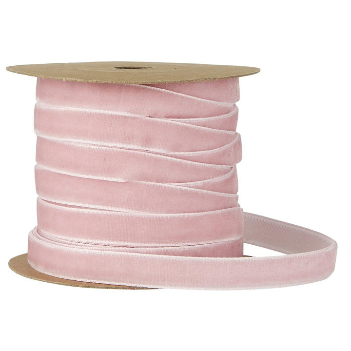 Light pink velvet ribbon, 10 meters, from IB Laursen Christmas collection by Cornucopia Home and Gift, shown rolled out on a surface.