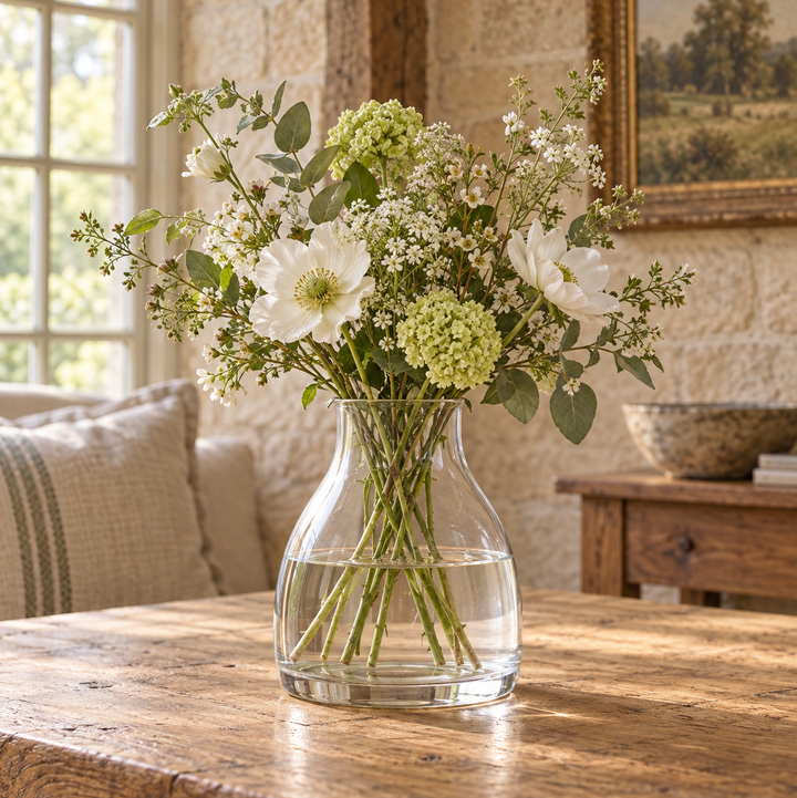 Funnel Neck Glass Bouquet Vase - 16cm