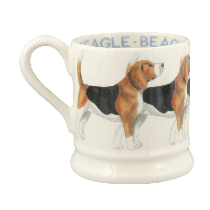 Emma Bridgewater Beagle Dogs ½ Pint Mug featuring colorful illustration of beagle dogs on ceramic drinkware