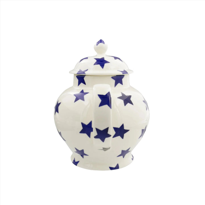 Emma Bridgewater Blue Star 4 Mug Teapot in boxed set, featuring classic ceramic design with blue star pattern.