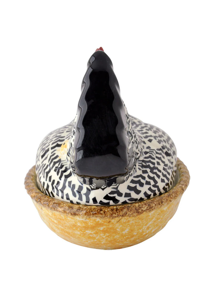 Emma Bridgewater Rise &amp; Shine Large Hen on Nest ceramic figurine, detailed hen resting on nest, handcrafted pottery decor piece