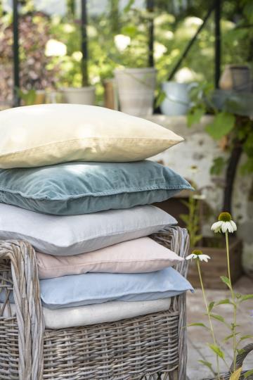 IB Laursen Nordic Sky Velvet Cushion from Cornucopia Home and Gift, summer-themed plush cushion with a soft velvet texture.
