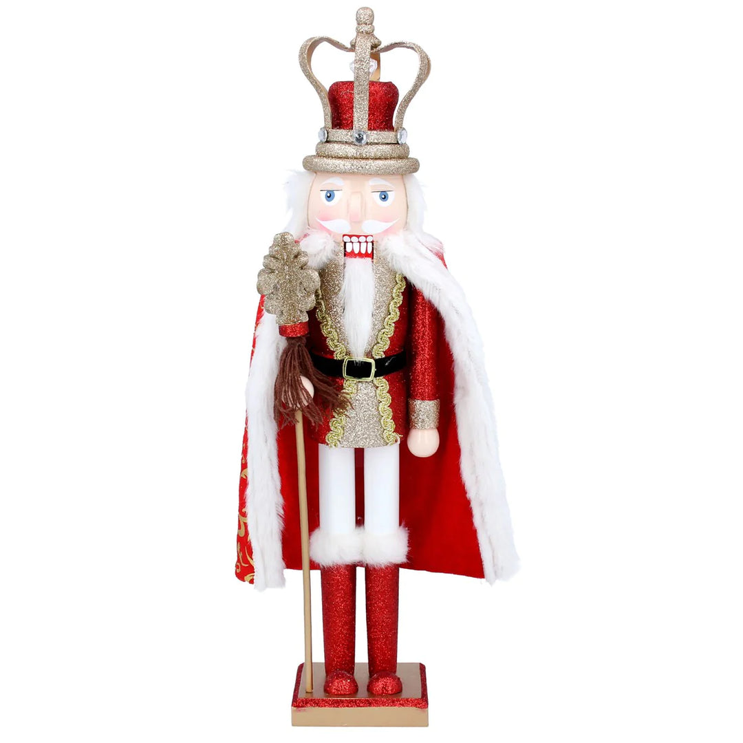Red King Nutcracker from Gisela Graham Christmas collection, featuring a detailed wooden king figure with a crown and red outfit.