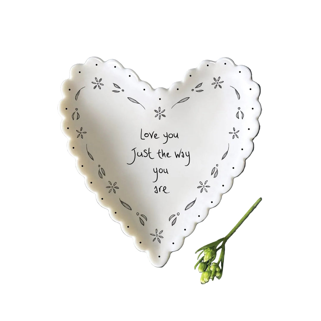 East of India Porcelain Scallop Heart Dish - &