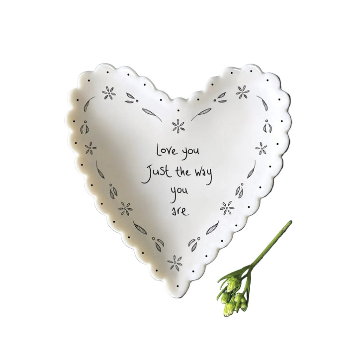 East of India Porcelain Scallop Heart Dish - &