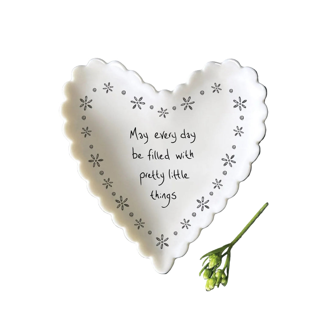 East of India Porcelain Scallop Heart Dish - &
