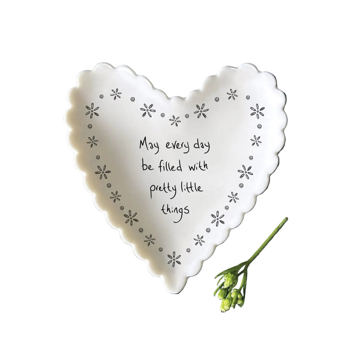East of India Porcelain Scallop Heart Dish - &