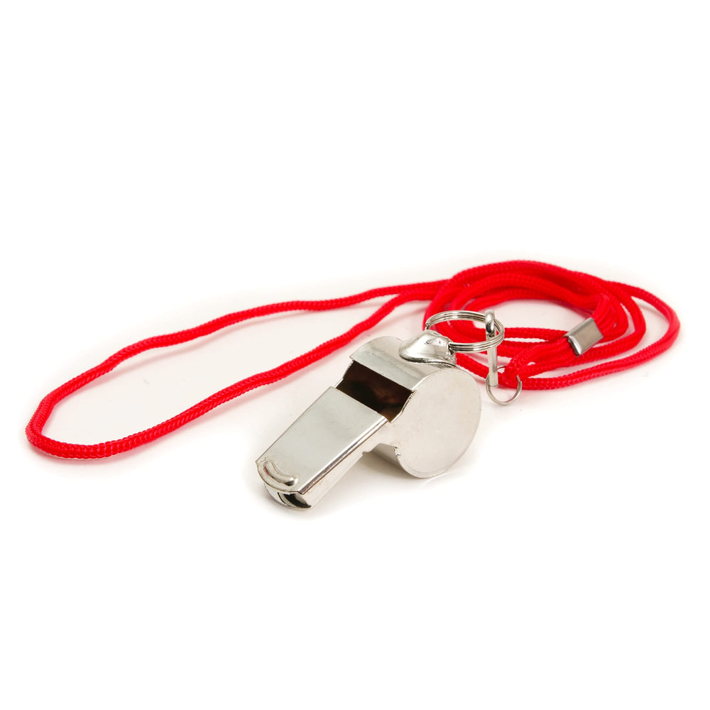 Cornucopia Home and Gift Adventurers Whistle by Rex London, metal whistle with colorful cord and packaging.