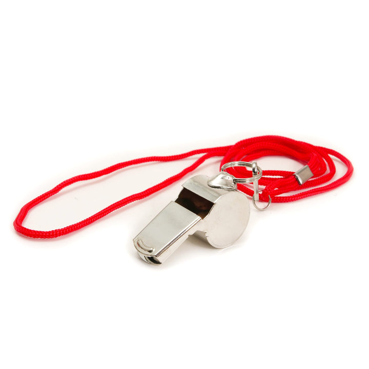 Cornucopia Home and Gift Adventurers Whistle by Rex London, metal whistle with colorful cord and packaging.