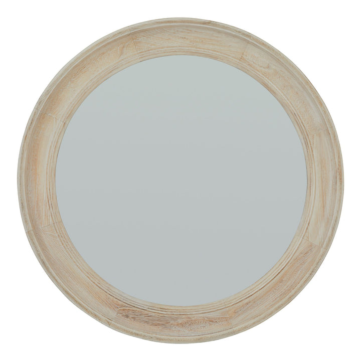 Washed Wood Round Mirror