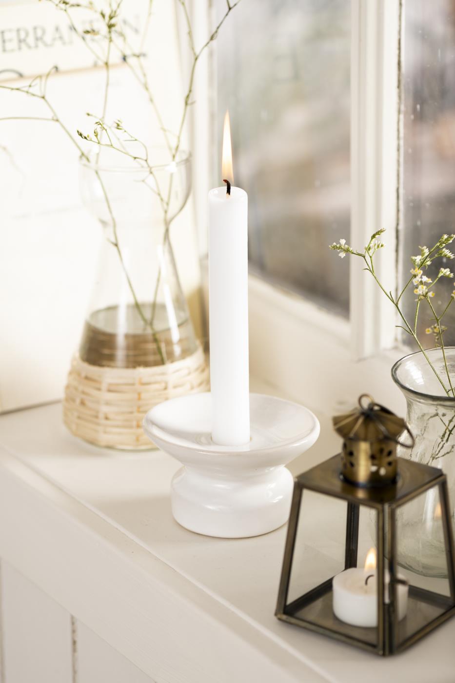 IB Laursen Blanche White wide edge candle holder from the Summer collection, featuring a clean, minimalist design.