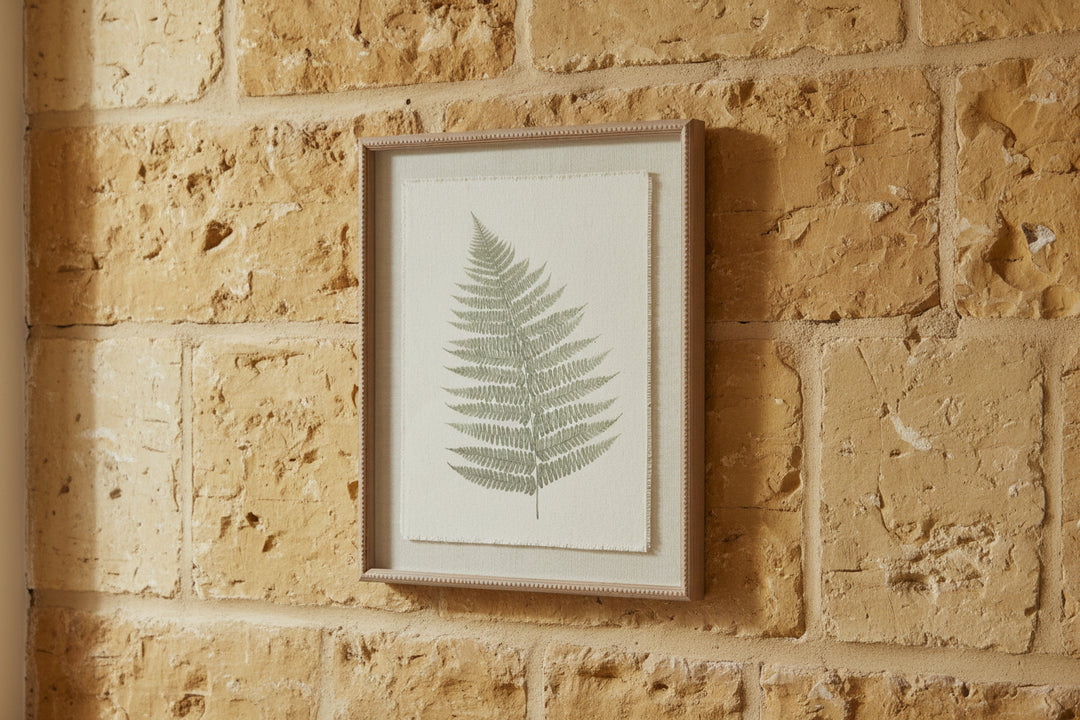 Bracken Art On Texture-Torn Paper With Beaded Frame