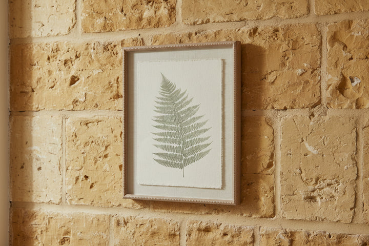 Bracken Art On Texture-Torn Paper With Beaded Frame