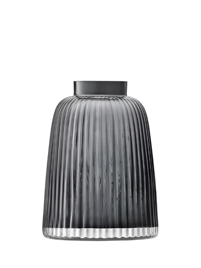 Grey Pleat Vase by LSA International, 26cm tall, featuring elegant pleated design, perfect for modern home décor.