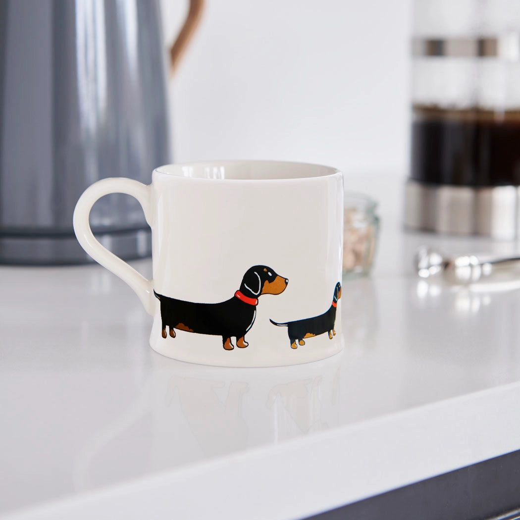Sweet William Dachshund dog mug featuring a cute dachshund design, perfect for dog lovers and coffee enthusiasts.