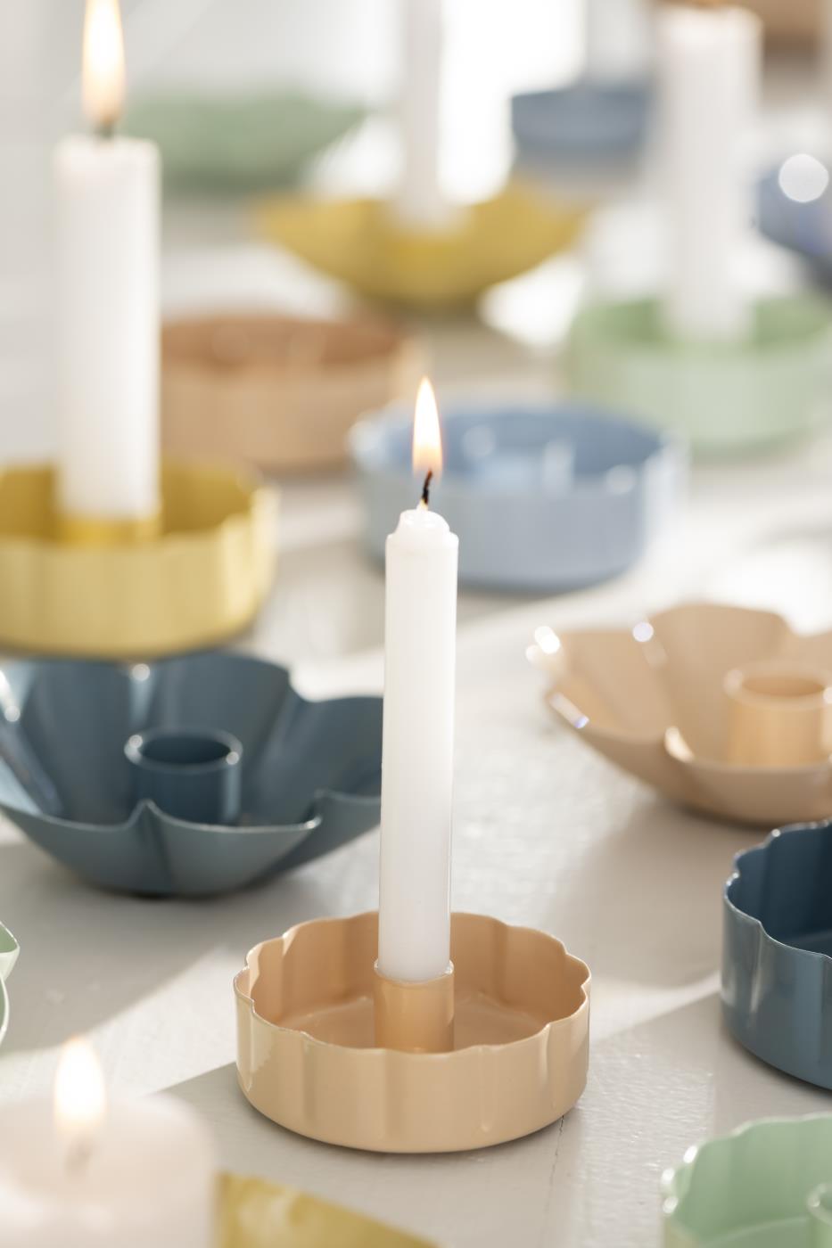 IB Laursen Sand Wavy Edge Candle Holder from the Summer collection, featuring a textured, wavy design in sandy tones.