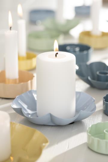 Light blue flower candle holder from IB Laursen Summer collection, featuring a delicate floral design and ceramic finish.