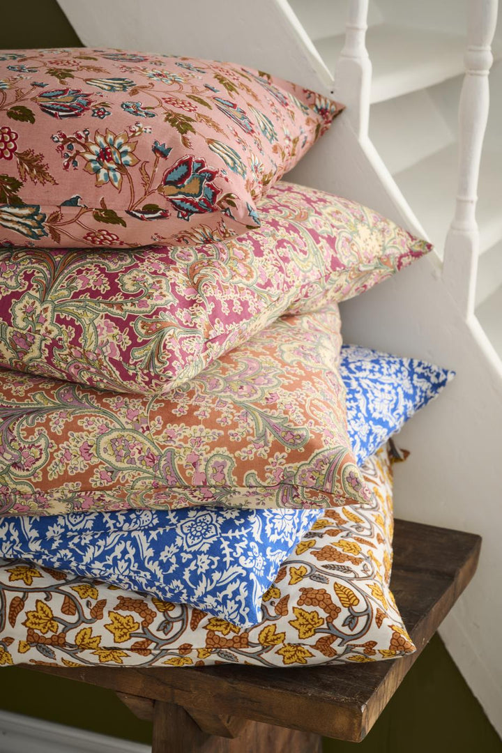 IB Laursen Alicia Raspberry Paisley cushion cover, 50x50cm, with vibrant paisley pattern, from Cornucopia Home and Gift.