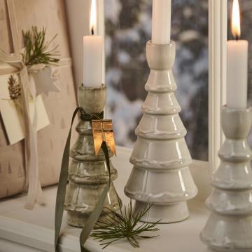 Grooved brown-mottled candle holder for 2.2 cm candles by IB Laursen, part of Cornucopia Home and Gift Christmas collection.