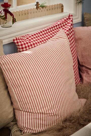 Red striped cushion cover from IB Laursen Christmas collection by Cornucopia Home and Gift, featuring festive holiday design.