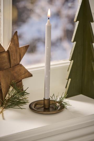 IB Laursen Christmas star taper candle in white, featuring a festive star shape for holiday decor.