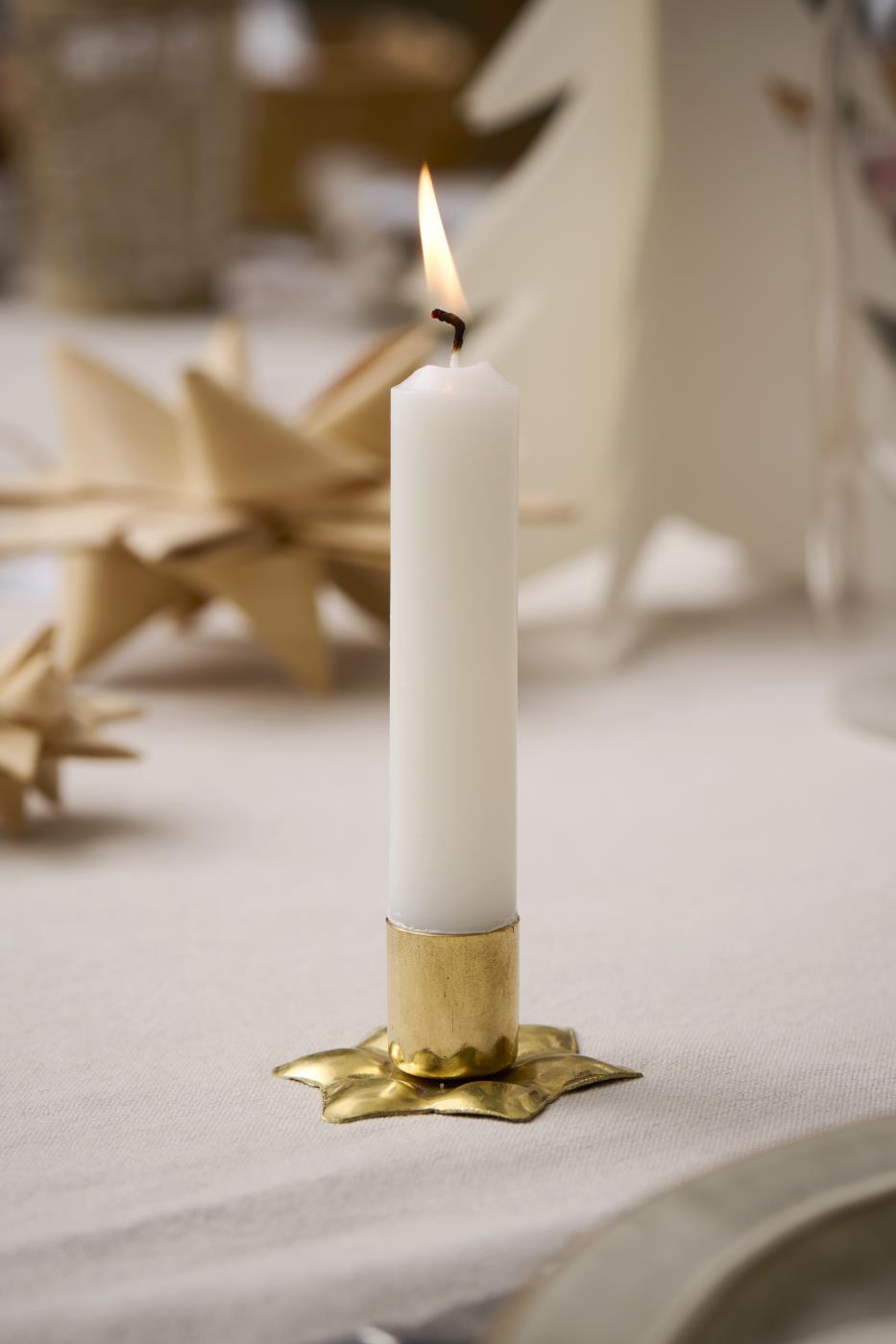 Gold star-shaped candle holder from IB Laursen Christmas by Cornucopia Home and Gift, featuring a festive holiday design.