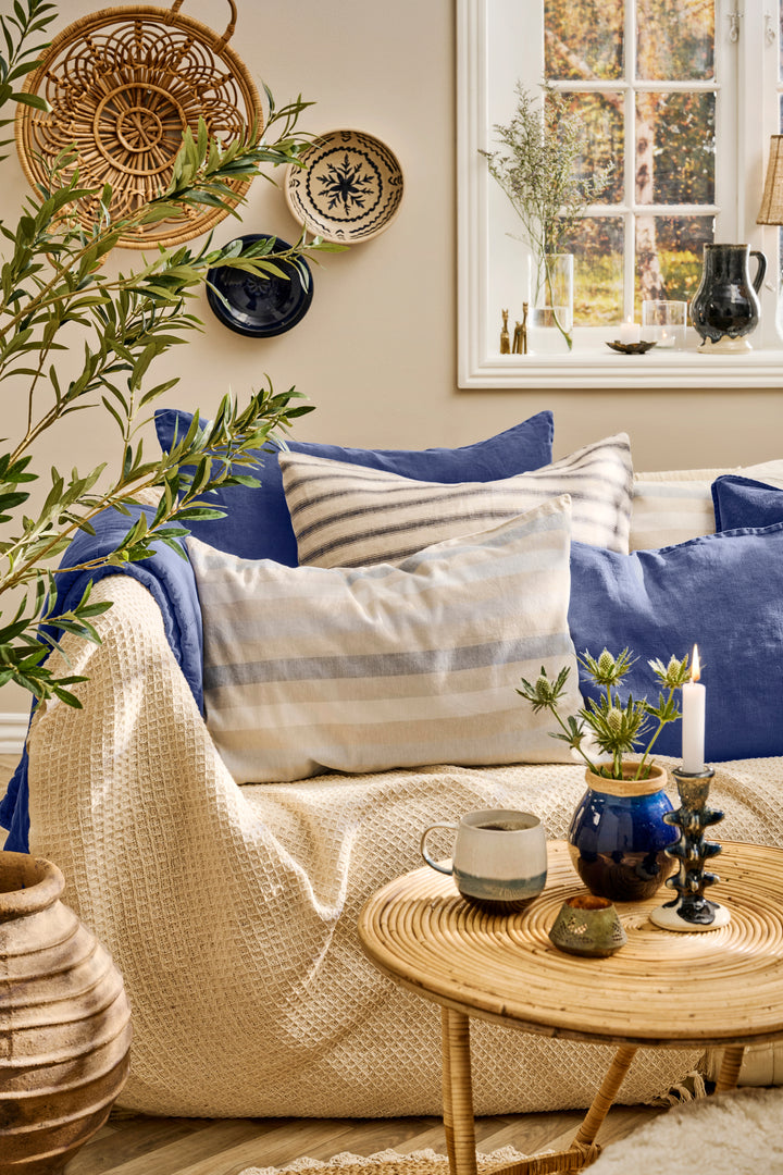 Indigo Stonewashed Velvet Cushion Cover