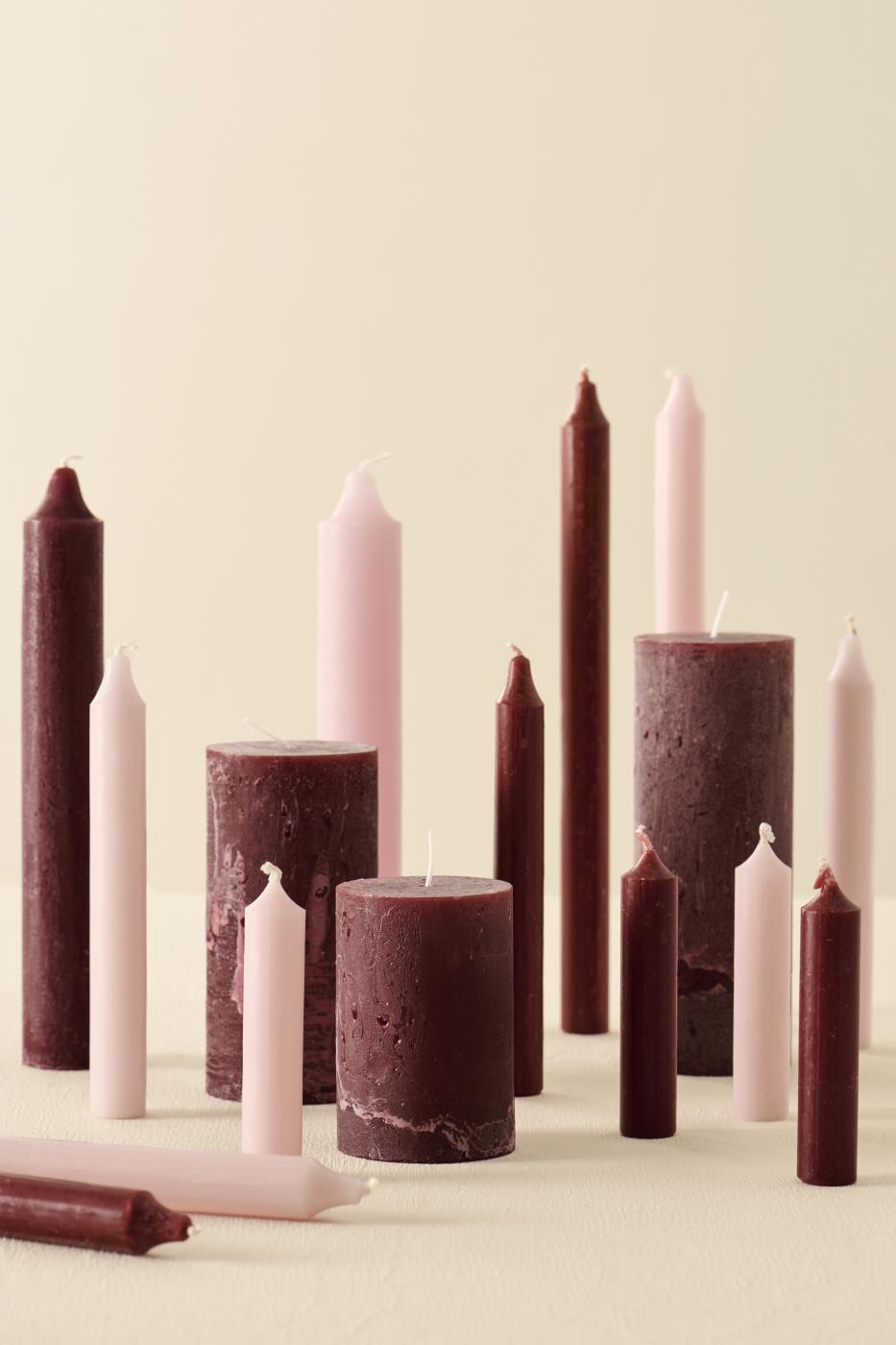Light pink rustic candle from IB Laursen Summer collection, featuring a cozy, textured design perfect for home décor.