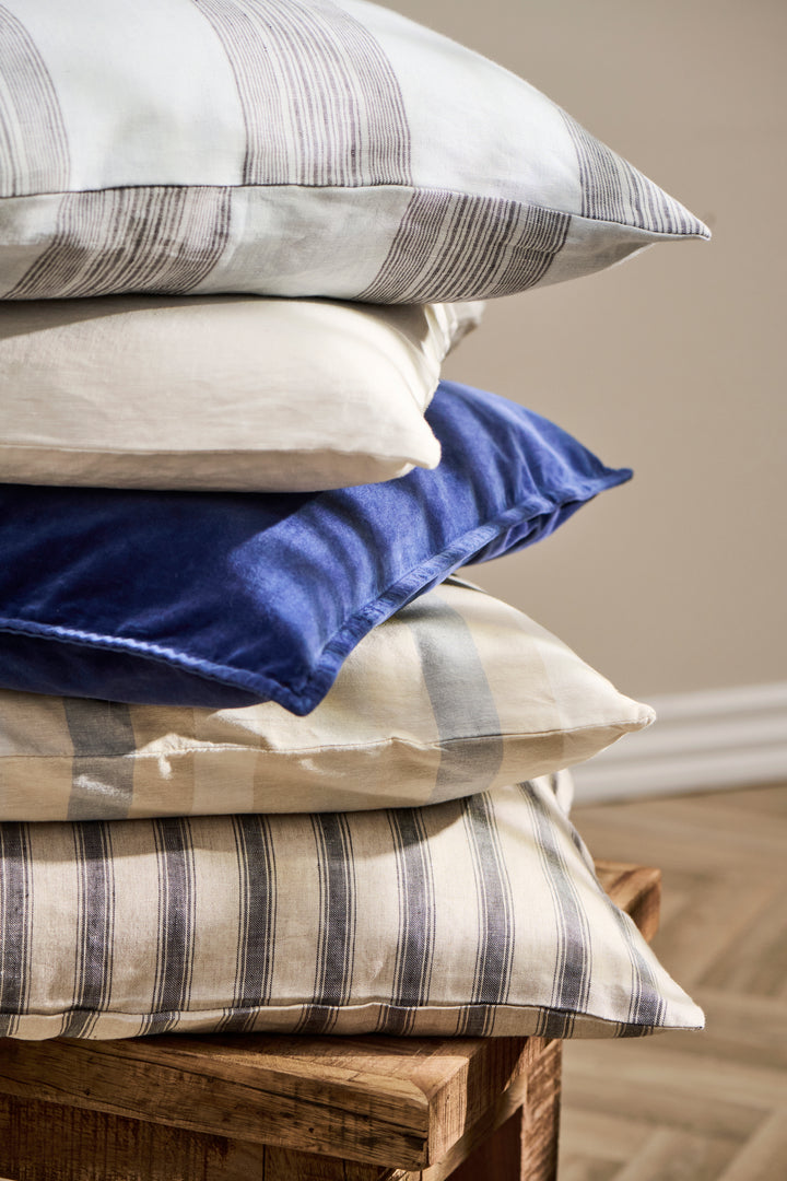 Indigo Stonewashed Velvet Cushion Cover