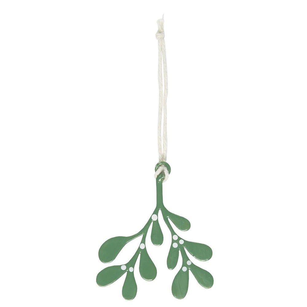 IB Laursen Christmas mistletoe decoration with green leaves and white berries, perfect for holiday home decor.