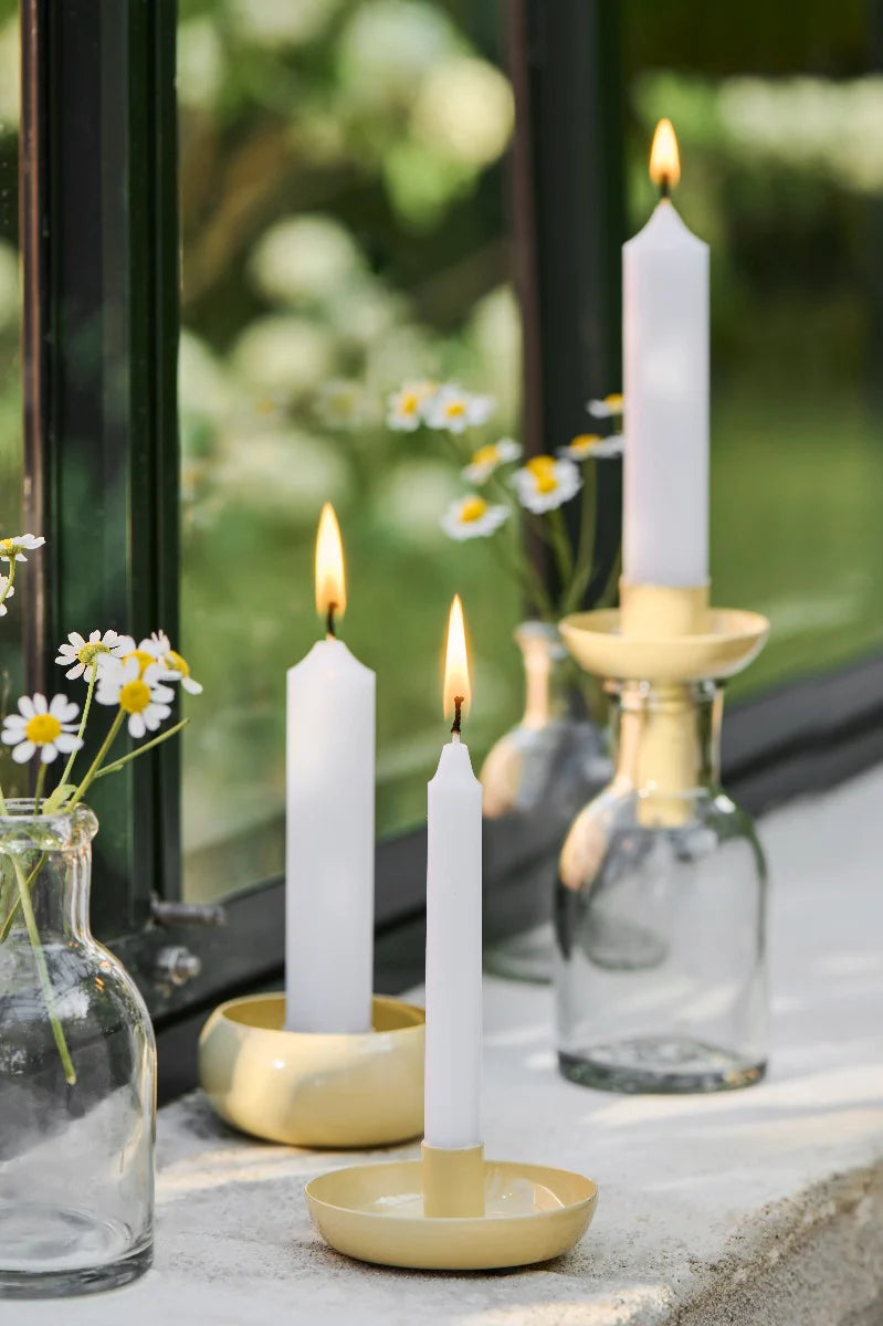 Yellow 1.3cm candle holder from IB Laursen Summer collection, designed by Cornucopia Home and Gift, with a sleek, modern shape.