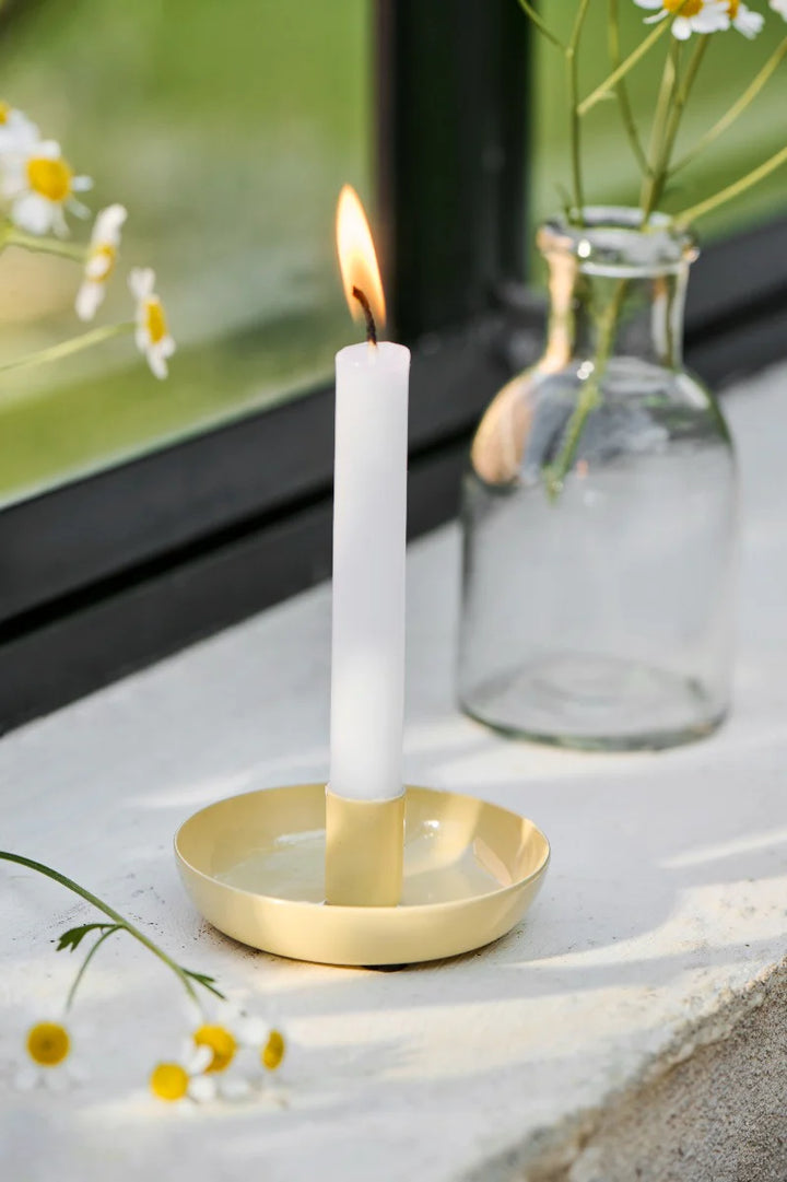 Yellow IB Laursen Summer 1.3cm candle holder with a simple, elegant design, perfect for decorative candle displays.