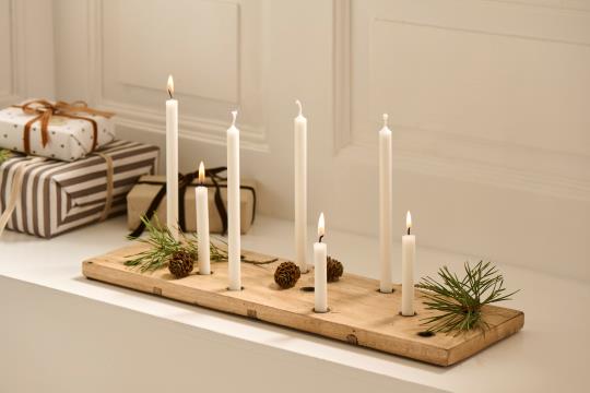 Wooden Board Candle Holder for 13 Taper Candles