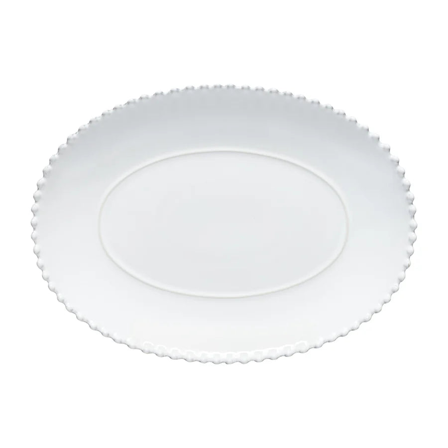 Pearl White Oval Platter 34cm