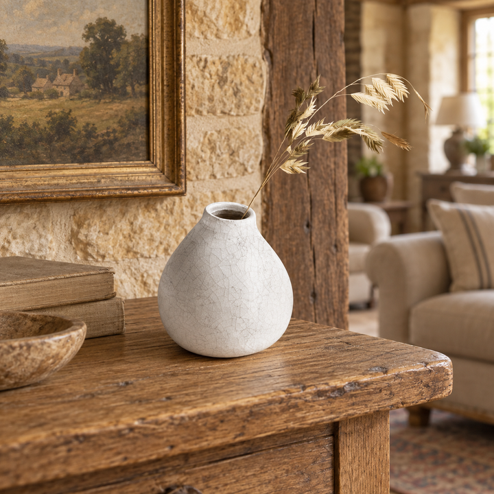 Garden Trading Ravello Neutral Crackle Glaze Bud Vase - 12cm