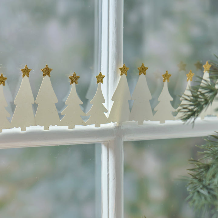Gold Glitter Christmas Tree and Star Table Decoration