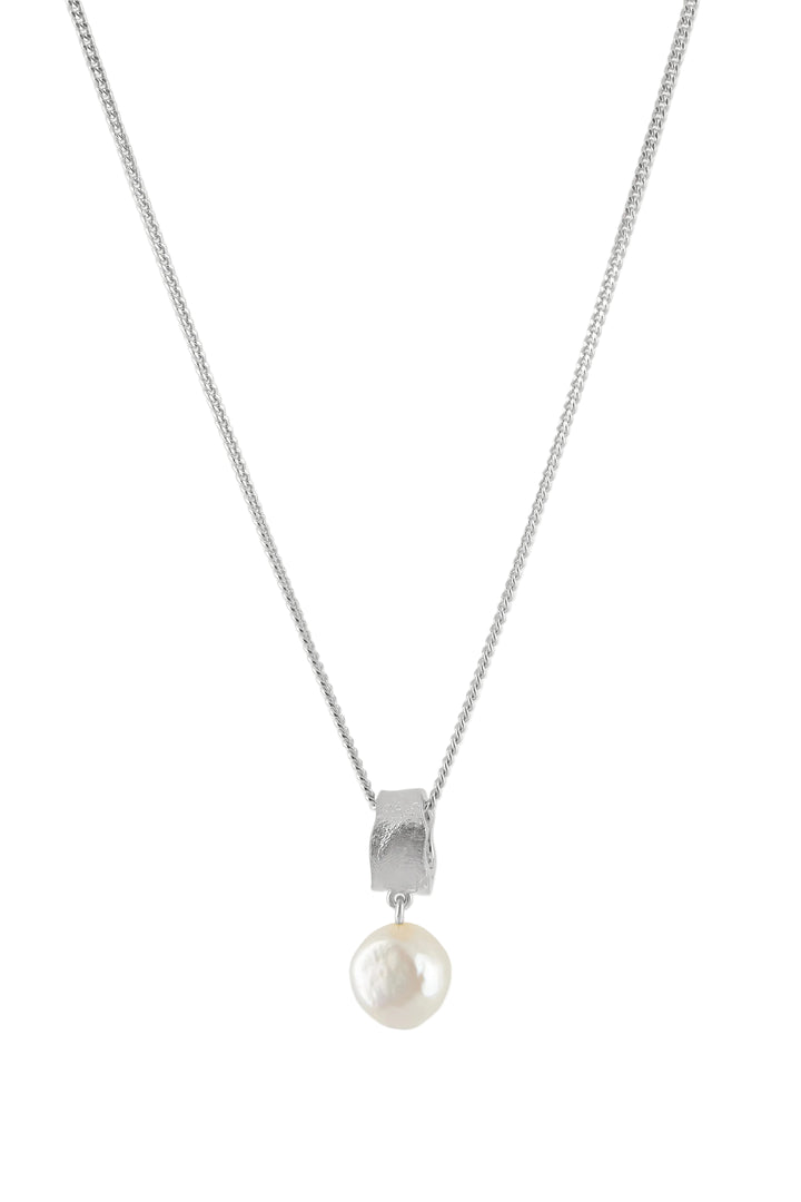 Freshwater Pearl Pendant Necklace - Silver