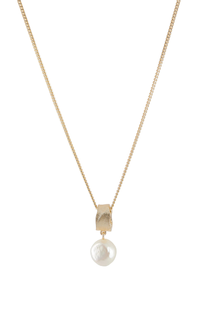 Freshwater Pearl Pendant Necklace - Gold