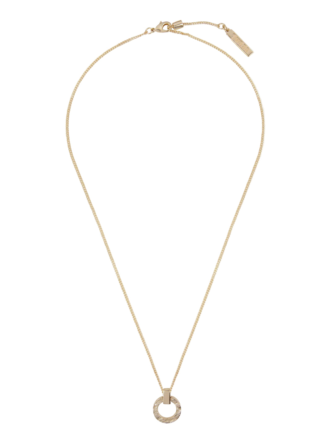 Palm Gold Textured Open Disc Pendant Necklace