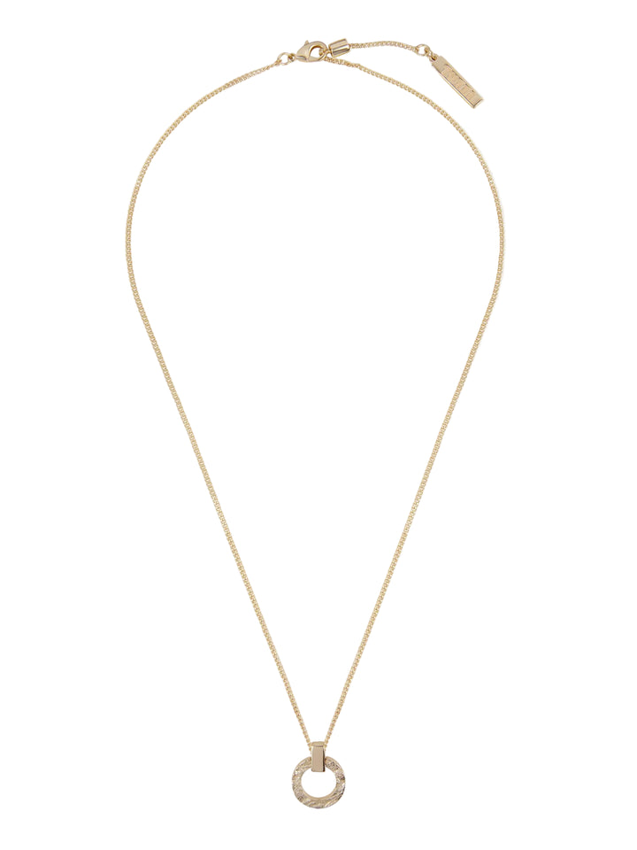 Palm Gold Textured Open Disc Pendant Necklace