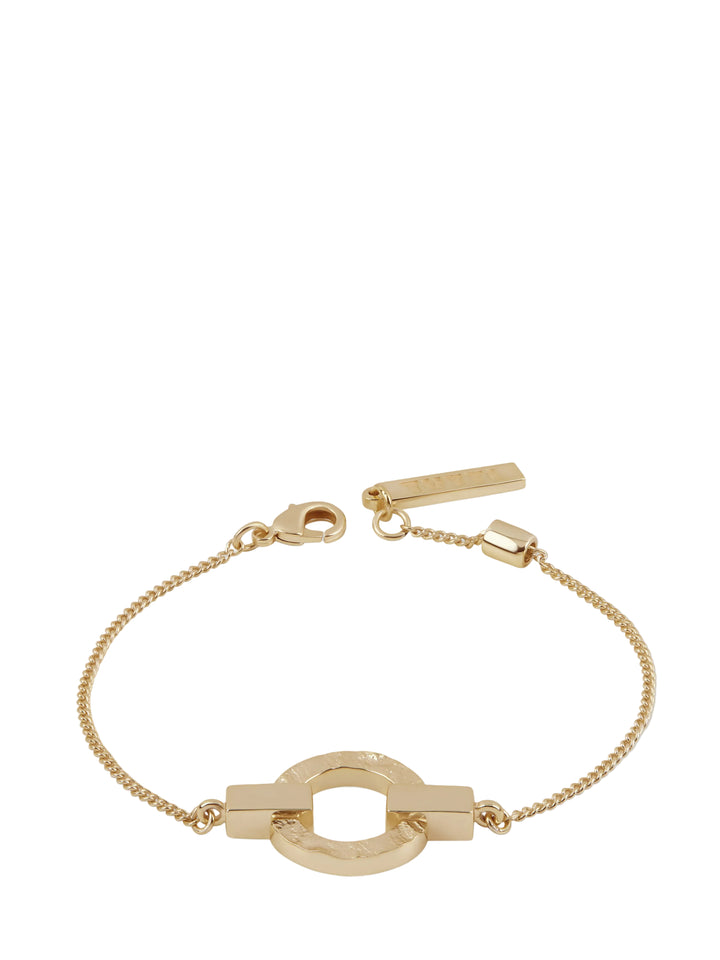 Palm Textured Open Disc Bracelet - Gold