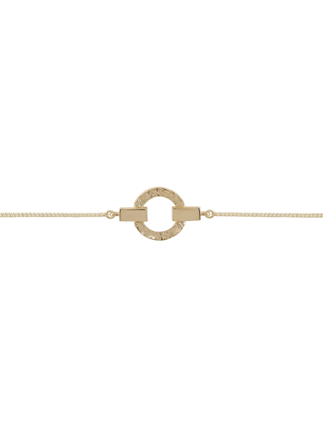 Palm Textured Open Disc Bracelet - Gold