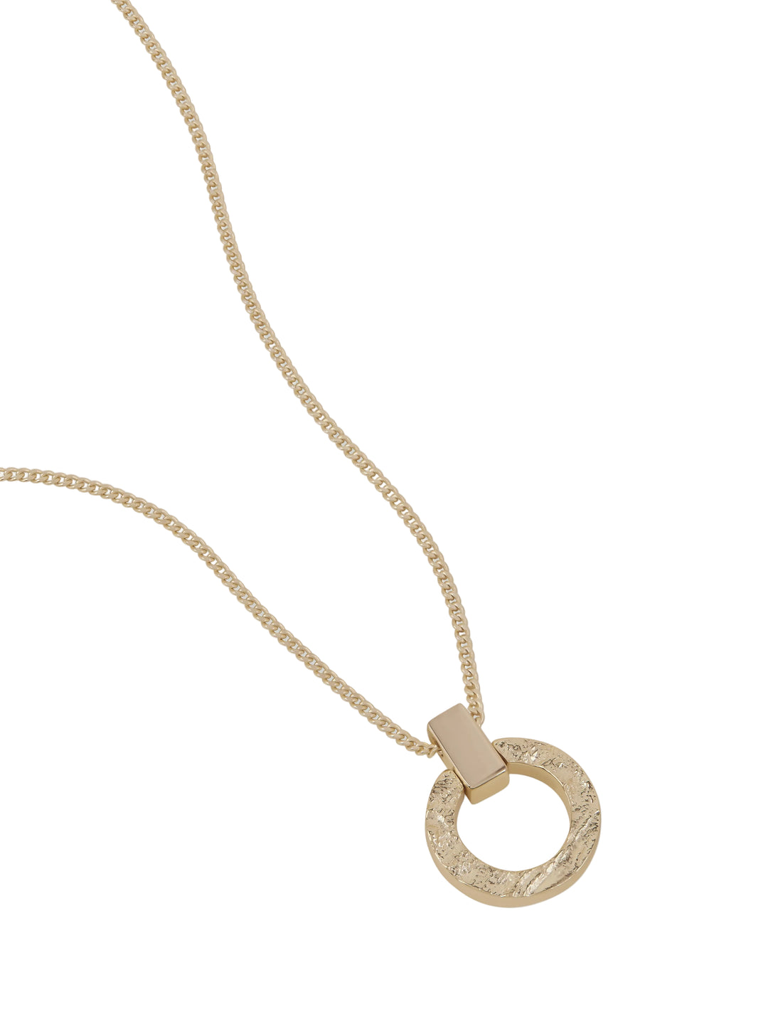 Palm Gold Textured Open Disc Pendant Necklace