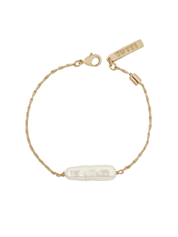 Grace Freshwater Pearl Chain Bracelet - Gold