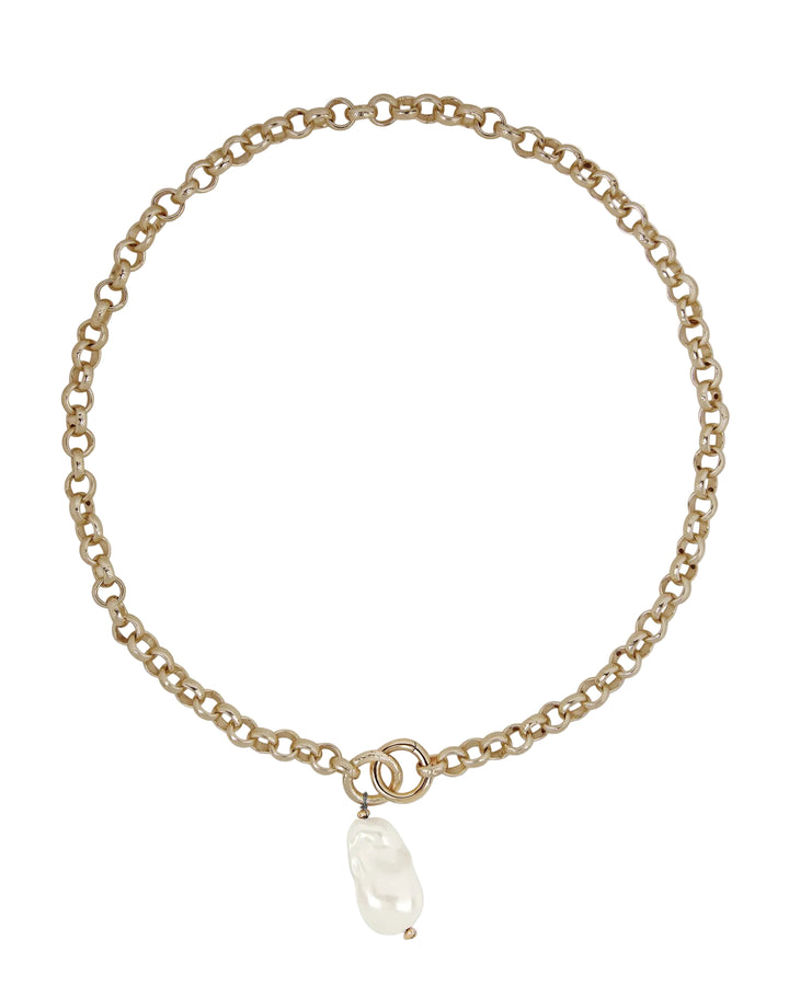 Iris Gold Baroque Shell Pearl Drop Necklace