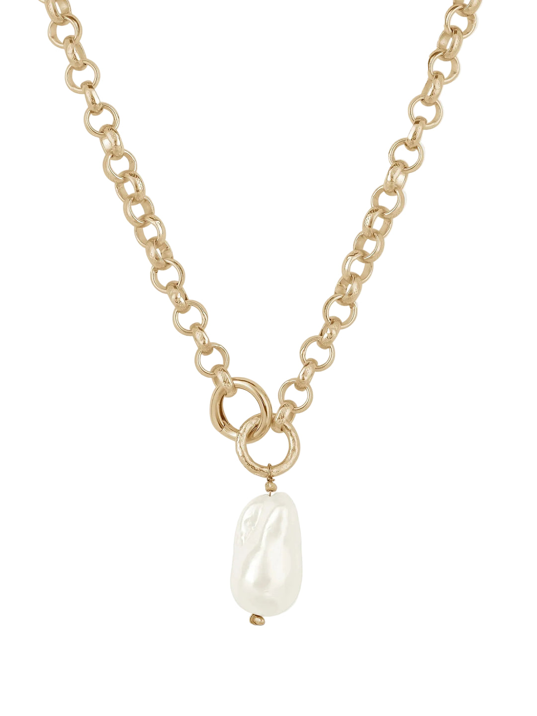 Iris Gold Baroque Shell Pearl Drop Necklace